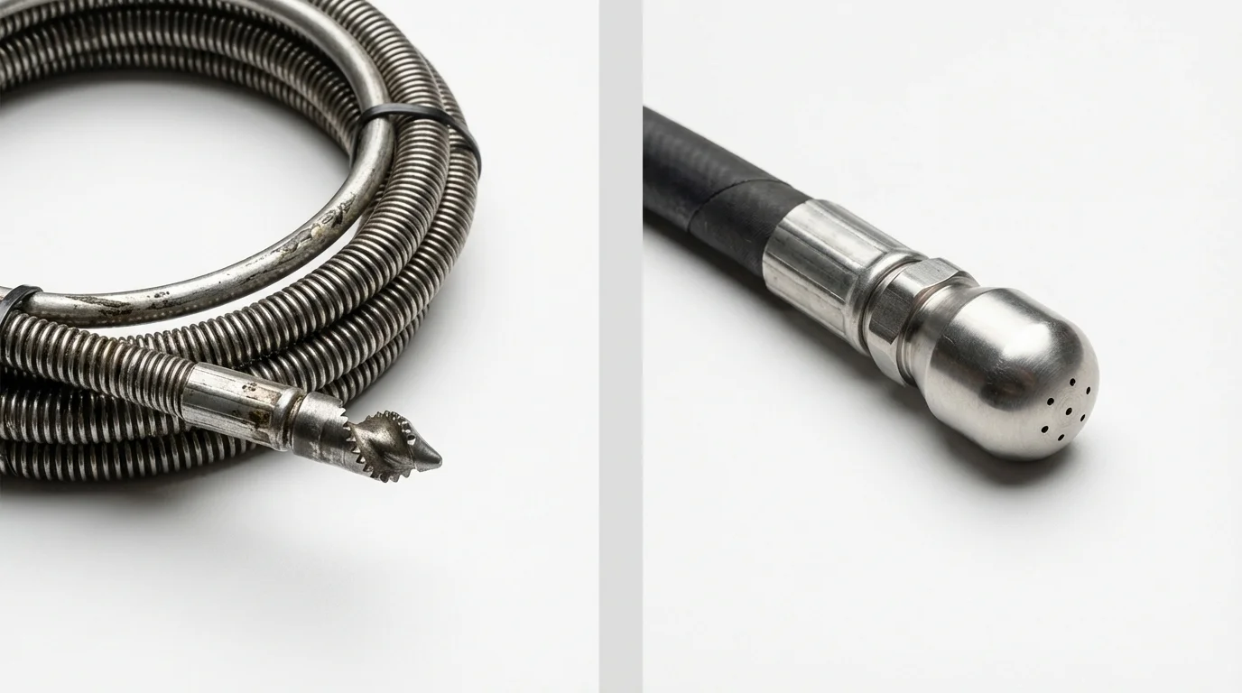 Drain snake cable and hydro jetting nozzle used for drain cleaning in Kalkaska, MI