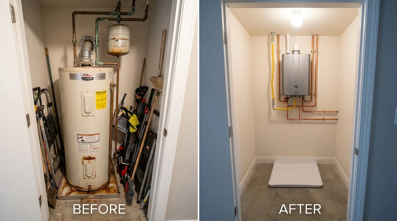 Tank water heater versus wall-mounted tankless unit comparison for Kalkaska, MI homeowners